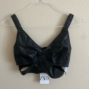 NWT Zara leather cropped tank